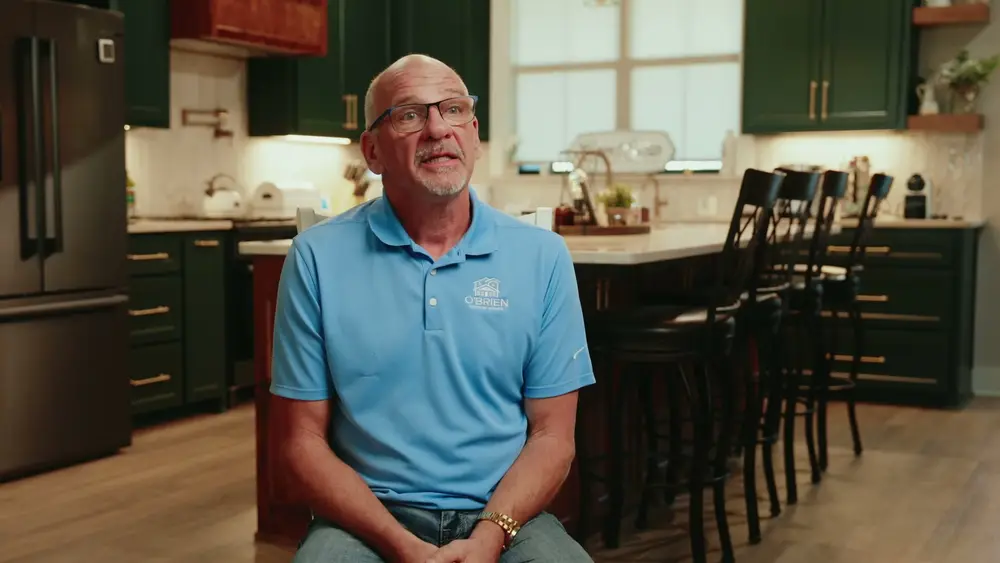 O'Brien Custom Homes on camera, talking about working with The Media Depot